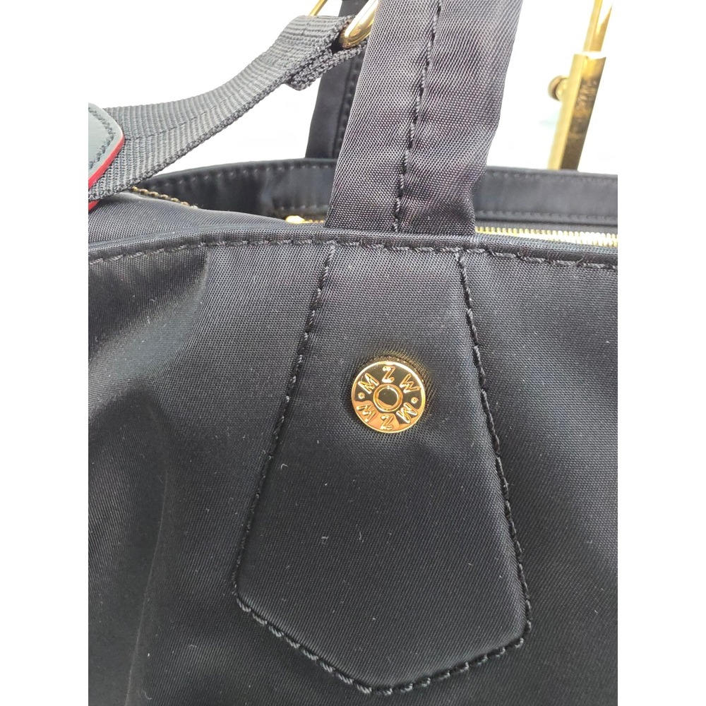 MZ Wallace Chelsea Tote Black Bedford Nylon Leather Trim Shoulder Bag Gold HW - Picture 3 of 11
